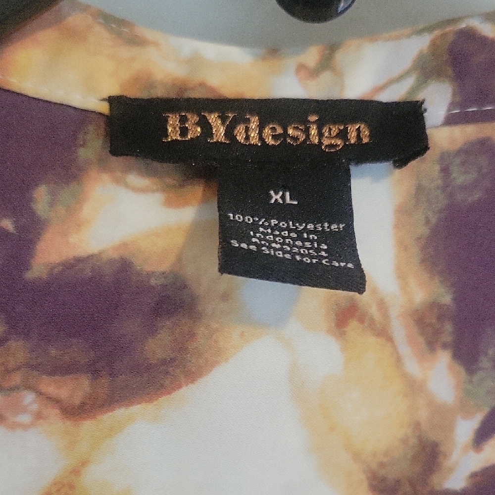 BYdesign szXL button down front pocket long sleeve Floral Blouse - Picture 2 of 5